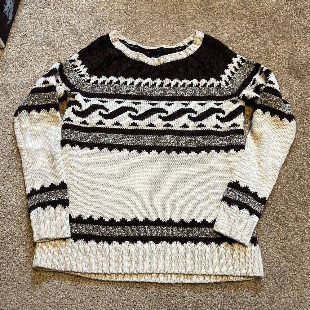 American Eagle Brown and cream intarsia knit oversized sweater, size XS